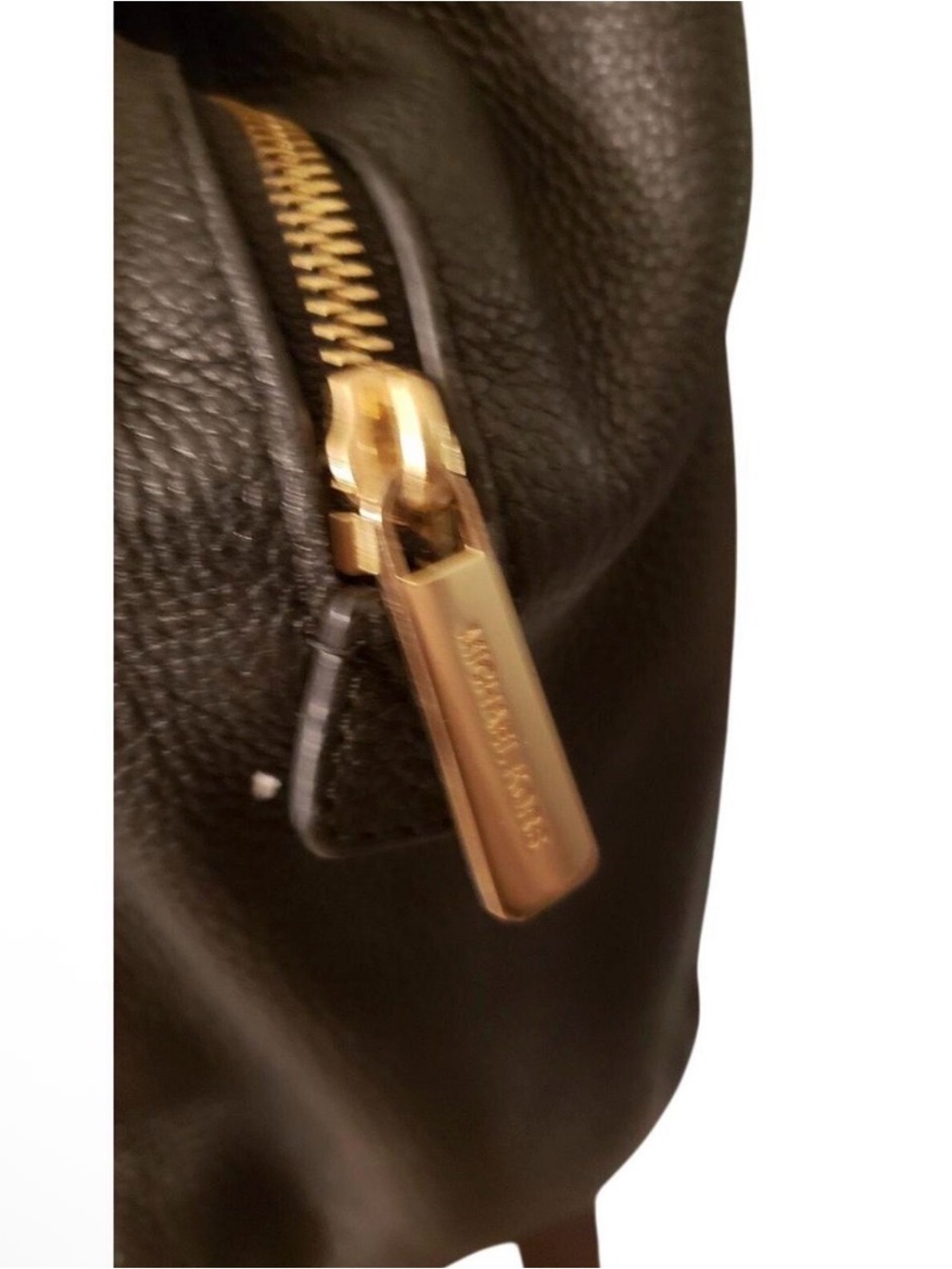 Michael Kors Fulton Black Pebbled Leather Shoulder Hobo Bag with Gold Hardware - Picture 9 of 9
